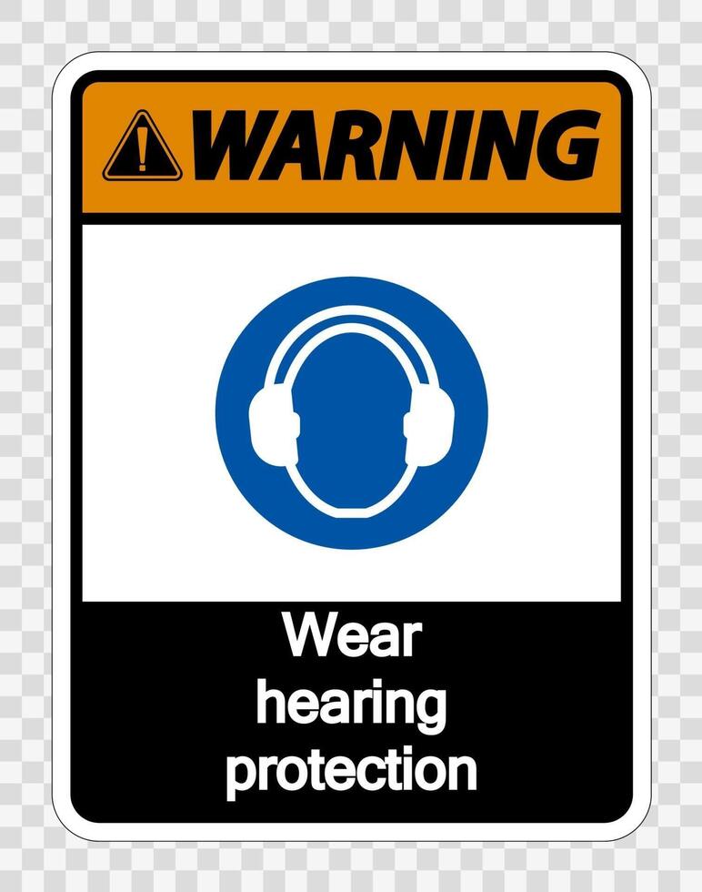 Warning Wear hearing protection on transparent background vector