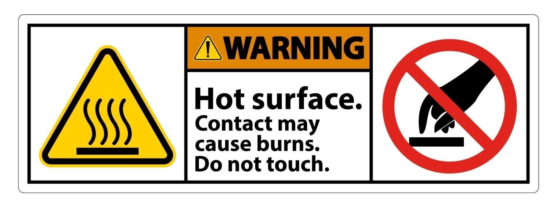 Warning Hot Surface Do Not Touch Symbol Sign vector