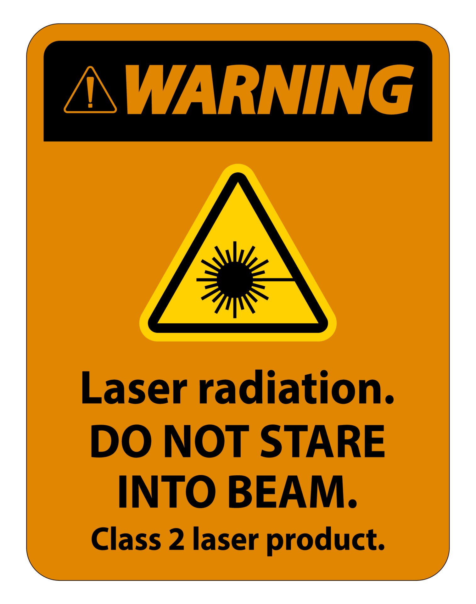 Warning Class 2 Laser Sign Laser Radiation Do Not Stare Into Beam 