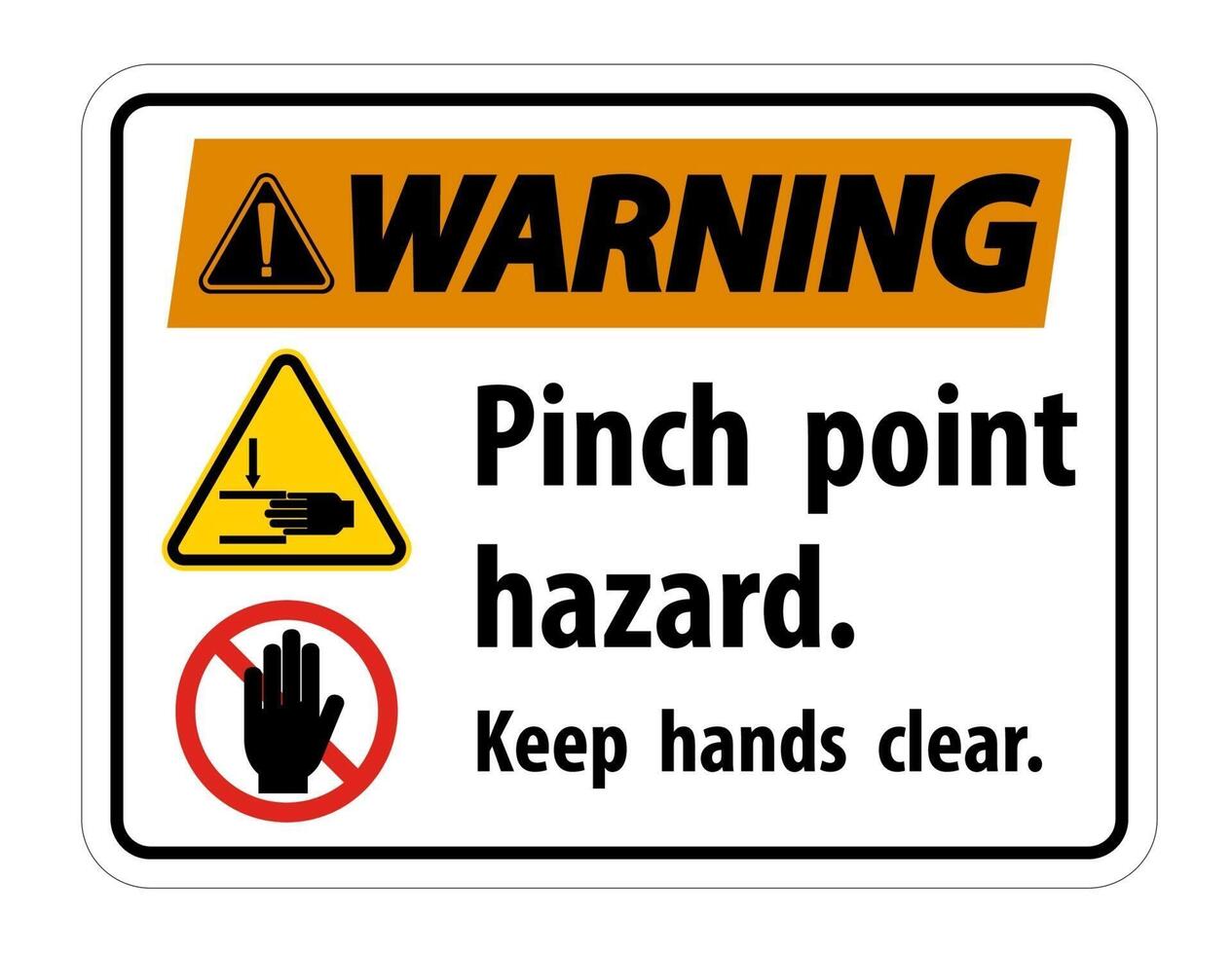 Warning Pinch Point Hazard Keep Hands Clear Symbol Sign vector