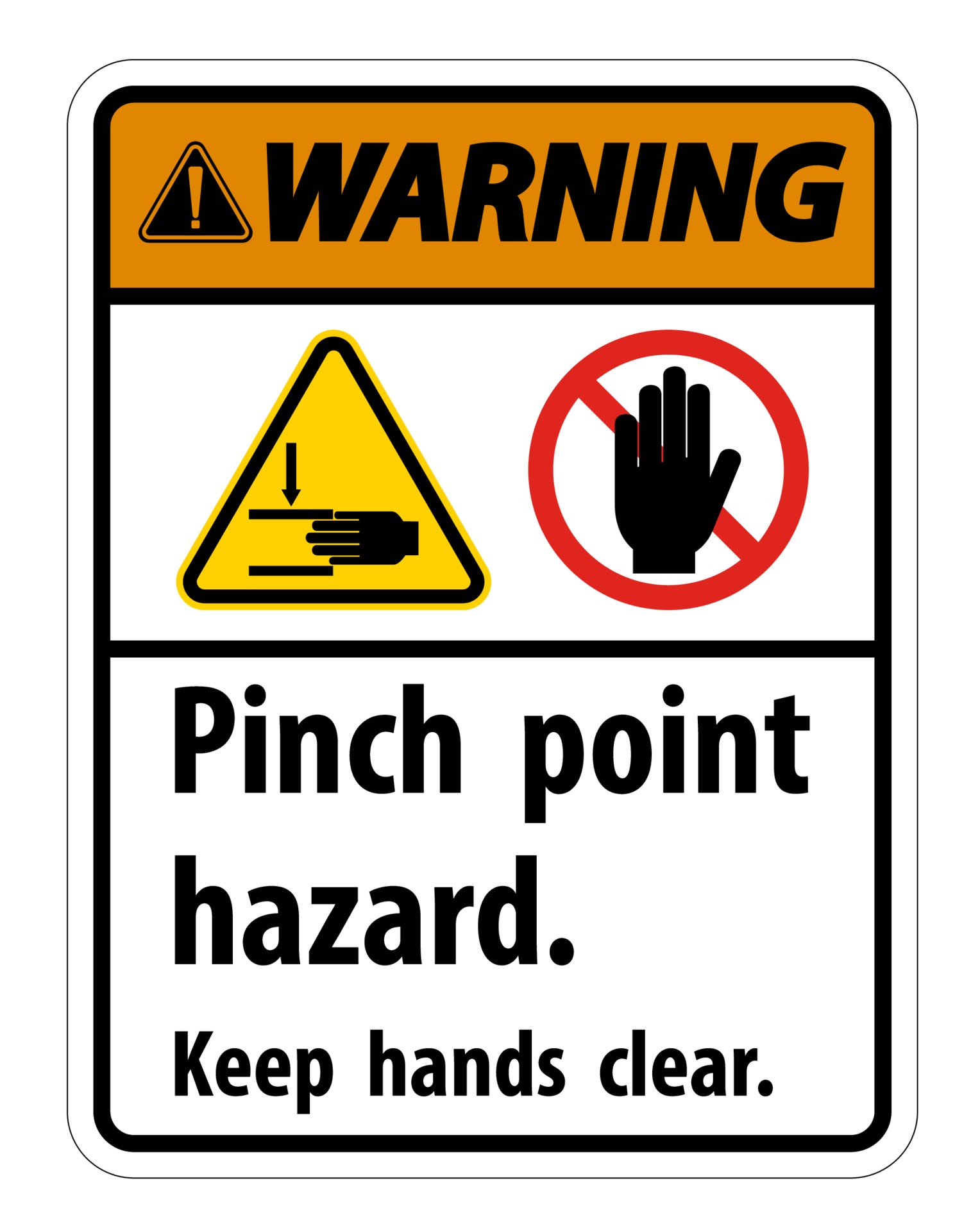 Keep point. Crush Hazard. Mind your hands знак. Pinch point. Clear symbol. Keep hands Clear sign.