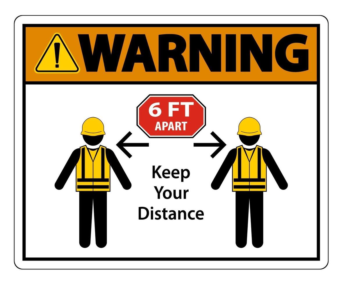 Warning Social Distancing Construction Sign vector