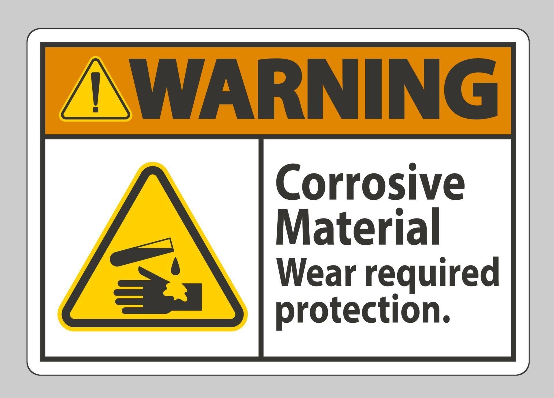 Warning Sign Corrosive Materials Wear Required Protection 2315837