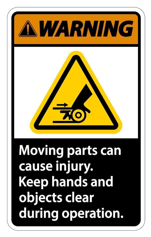 Warning Moving parts can cause injury sign on white background vector