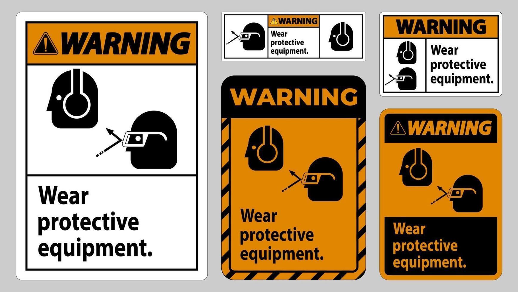 Warning Sign Wear Protective Equipment with goggles and glasses graphics vector