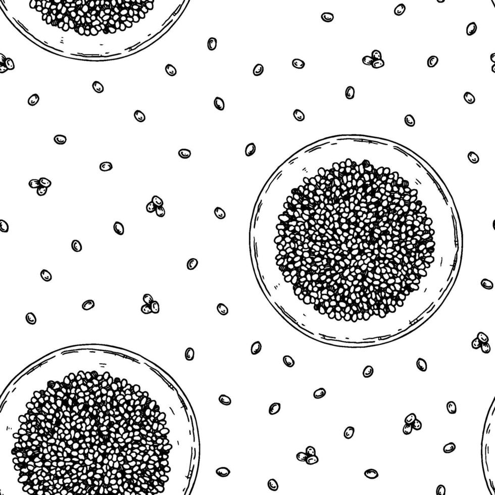 Hand drawn cereal seamless pattern. Vector illustration in sketch style