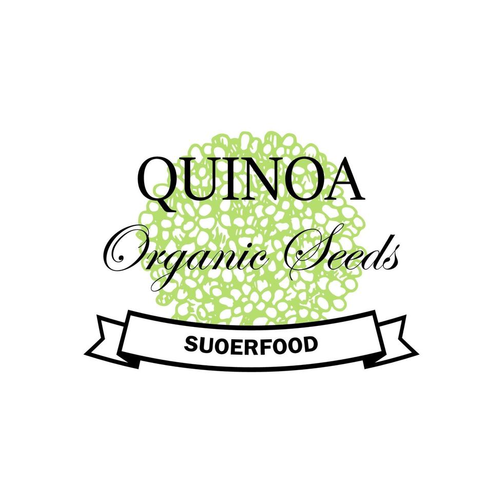 Quinoa vintage logo with hand drawn element. Vector illustration in sketch style
