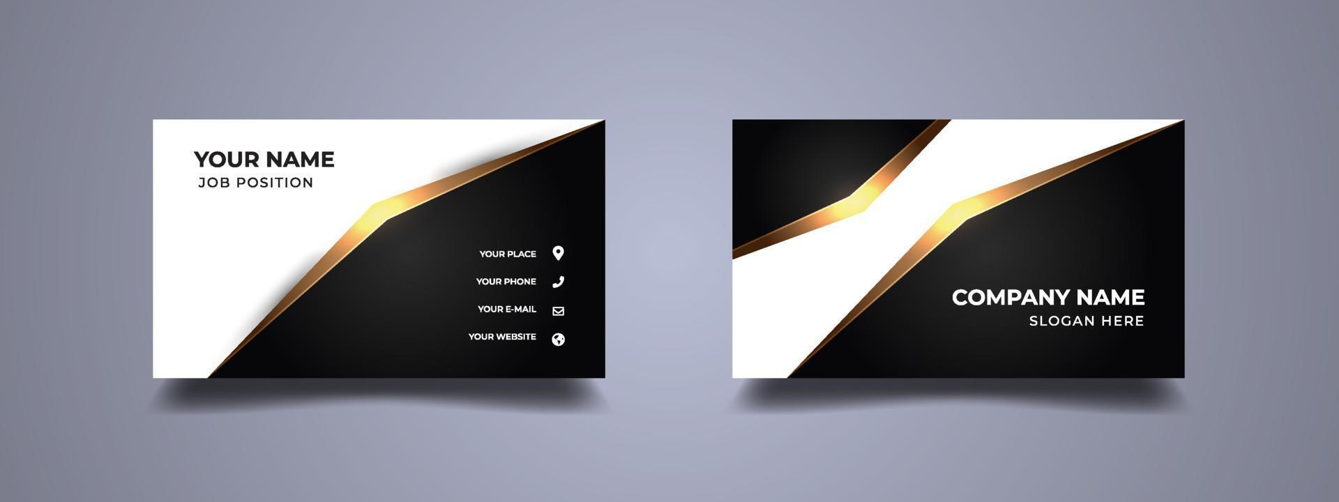 Luxury business card black and white background. Elegant golden modern design. Vector illustration.