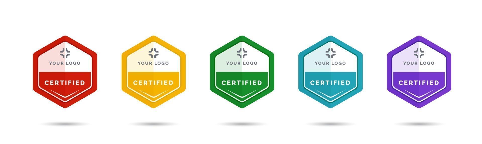 conjunto de certificados de insignia de capacitación de la empresa para determinar en función de criterios. ilustración vectorial diseño de logotipo certificado. vector