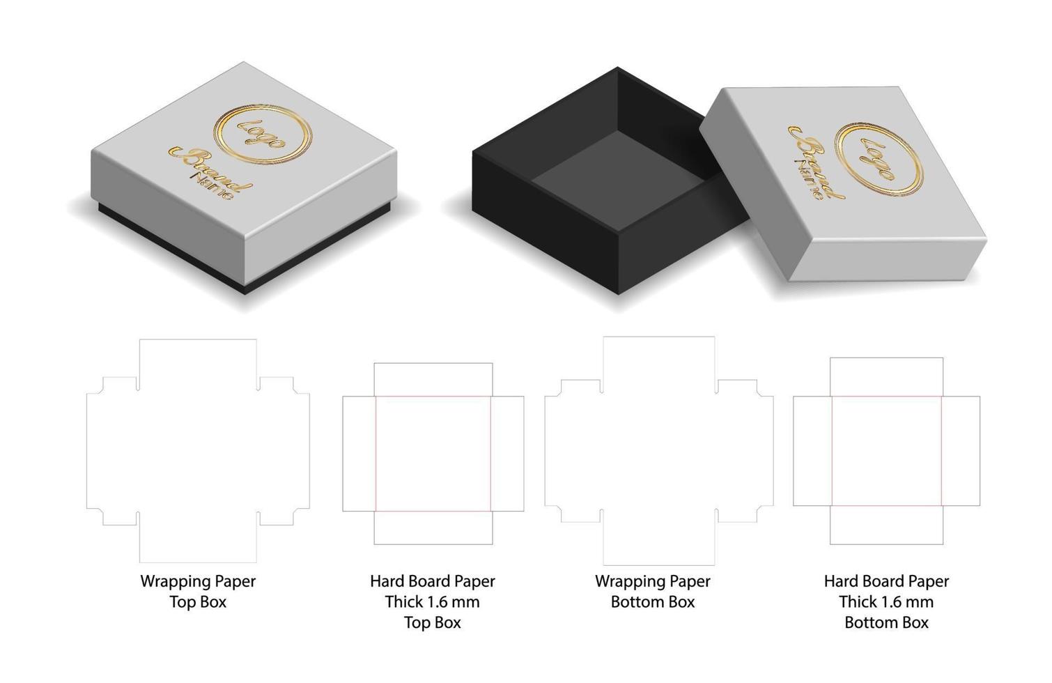 Box packaging die cut template design. 3d mock-up vector