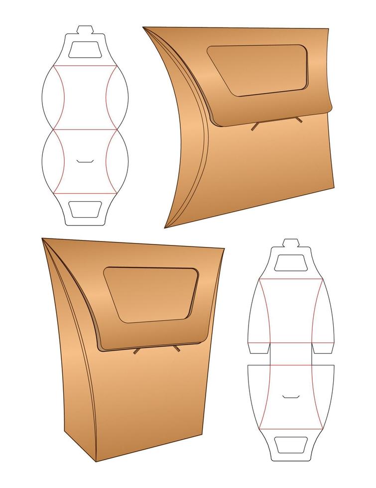 diseño de plantilla troquelada de embalaje de caja. Maqueta 3d vector