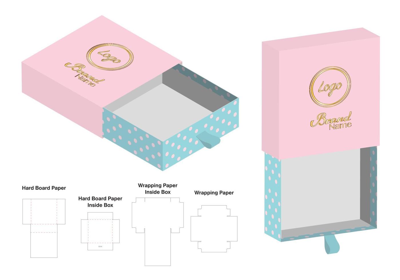 Box packaging die cut template design. 3d mock-up vector