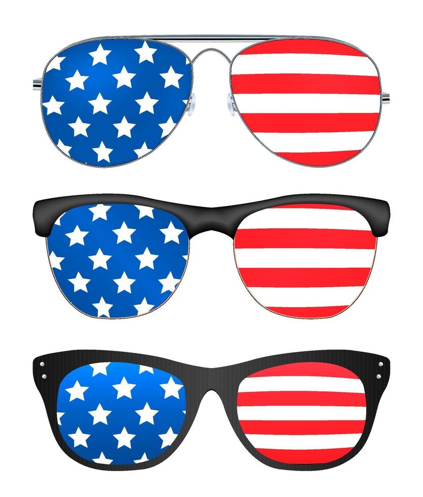sunglasses with united states of america flag vector