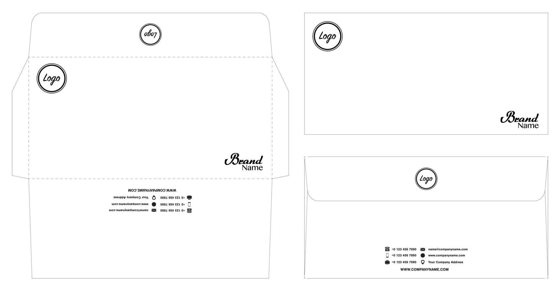 envelope die cut mock up template vector