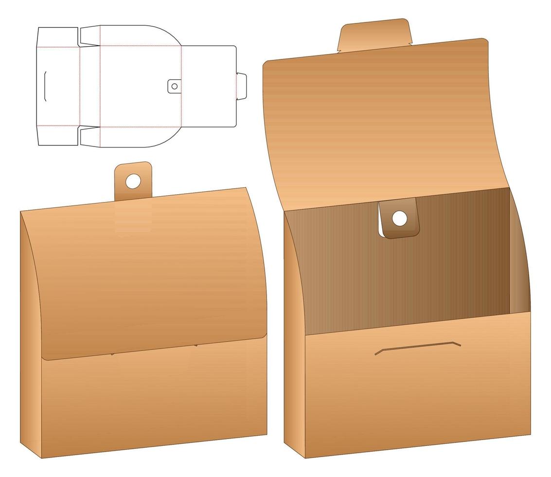 Box packaging die cut template design. 3d mock-up vector