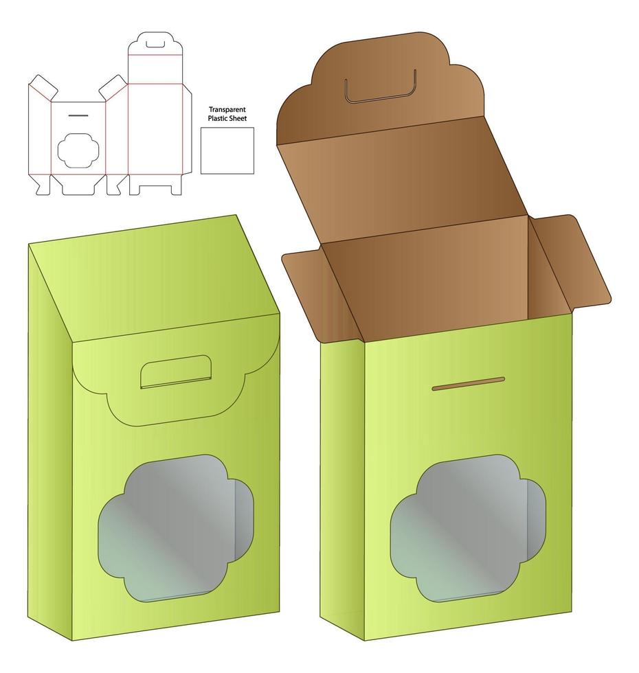 Box packaging die cut template design. 3d mock-up vector