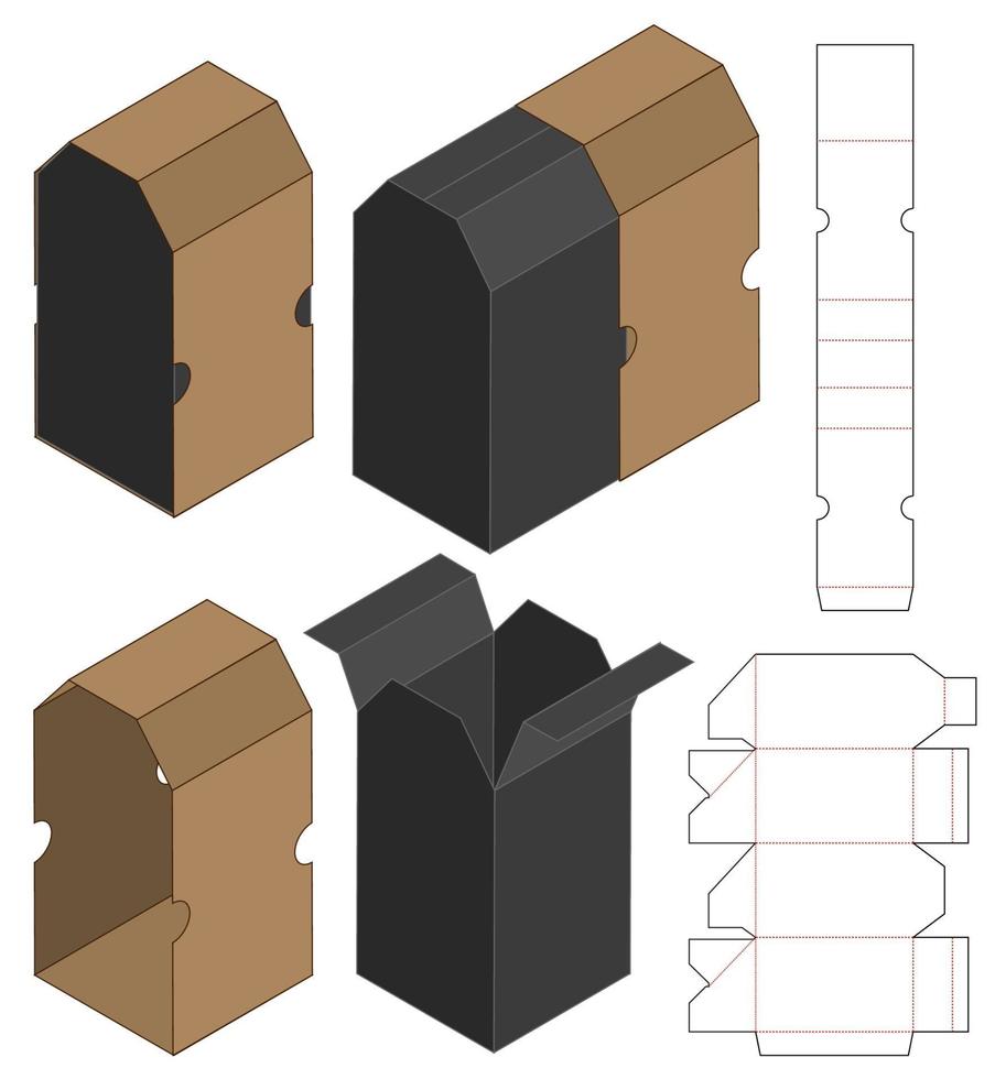 diseño de plantilla troquelada de embalaje de caja. Maqueta 3d vector