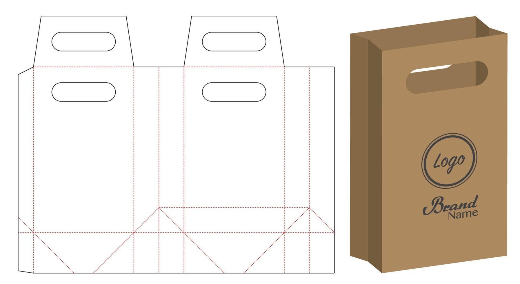 Dise o De Plantilla Troquelada De Embalaje De Bolsa De Papel Maqueta dise-o-de-plantilla-troquelada-de-embalaje-de-bolsa-de-papel-maqueta