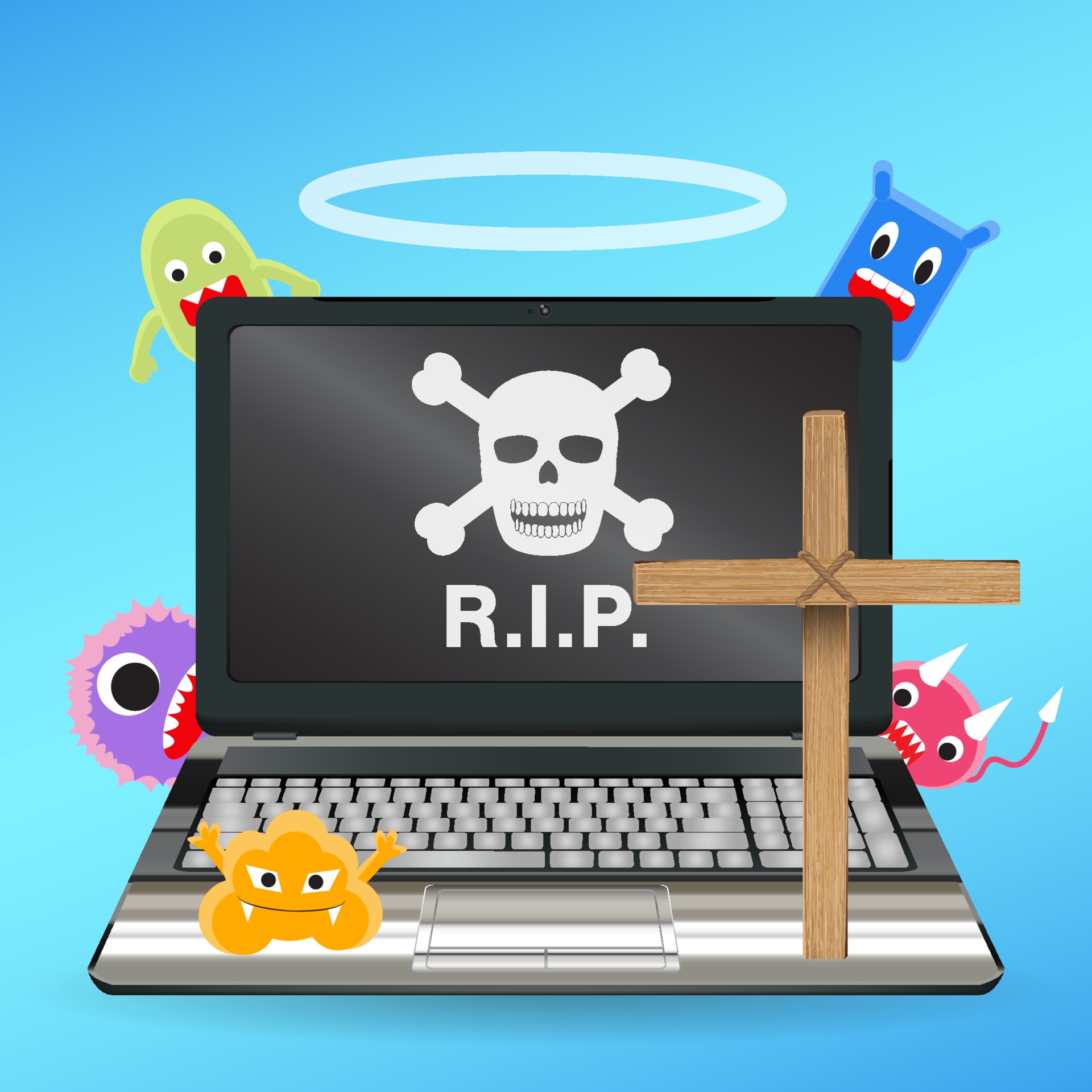 laptop computer dead by virus infection vector 2316201 Vector Art at
