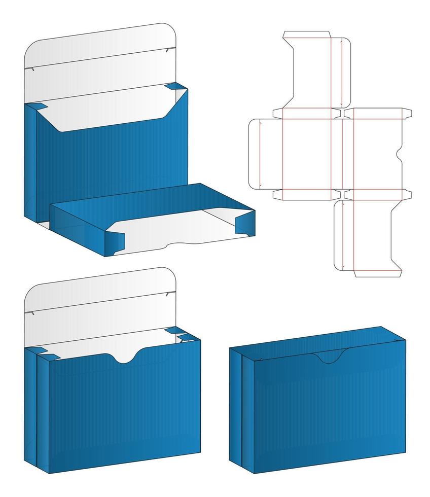 diseño de plantilla troquelada de embalaje de caja. Maqueta 3d vector