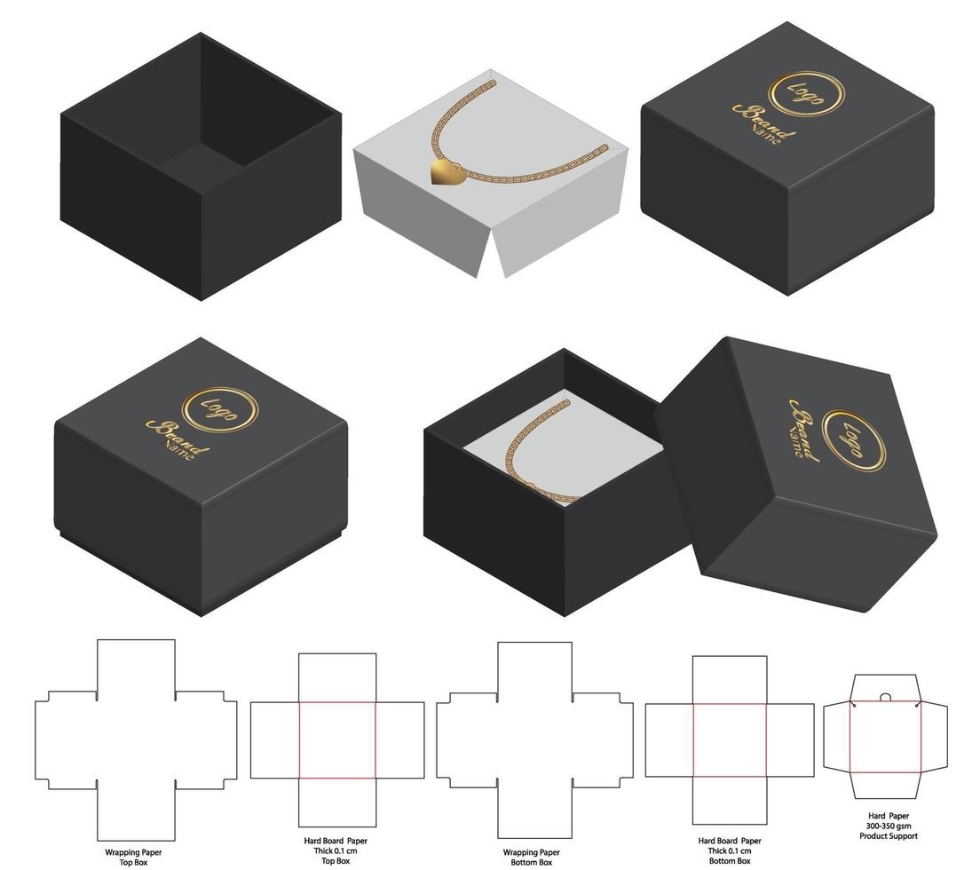 diseño de plantilla troquelada de embalaje de caja. Maqueta 3d vector