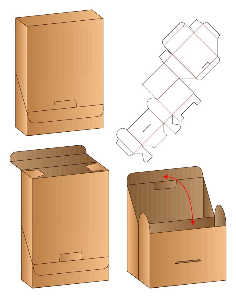 diseño de plantilla troquelada de embalaje de caja. Maqueta 3d vector