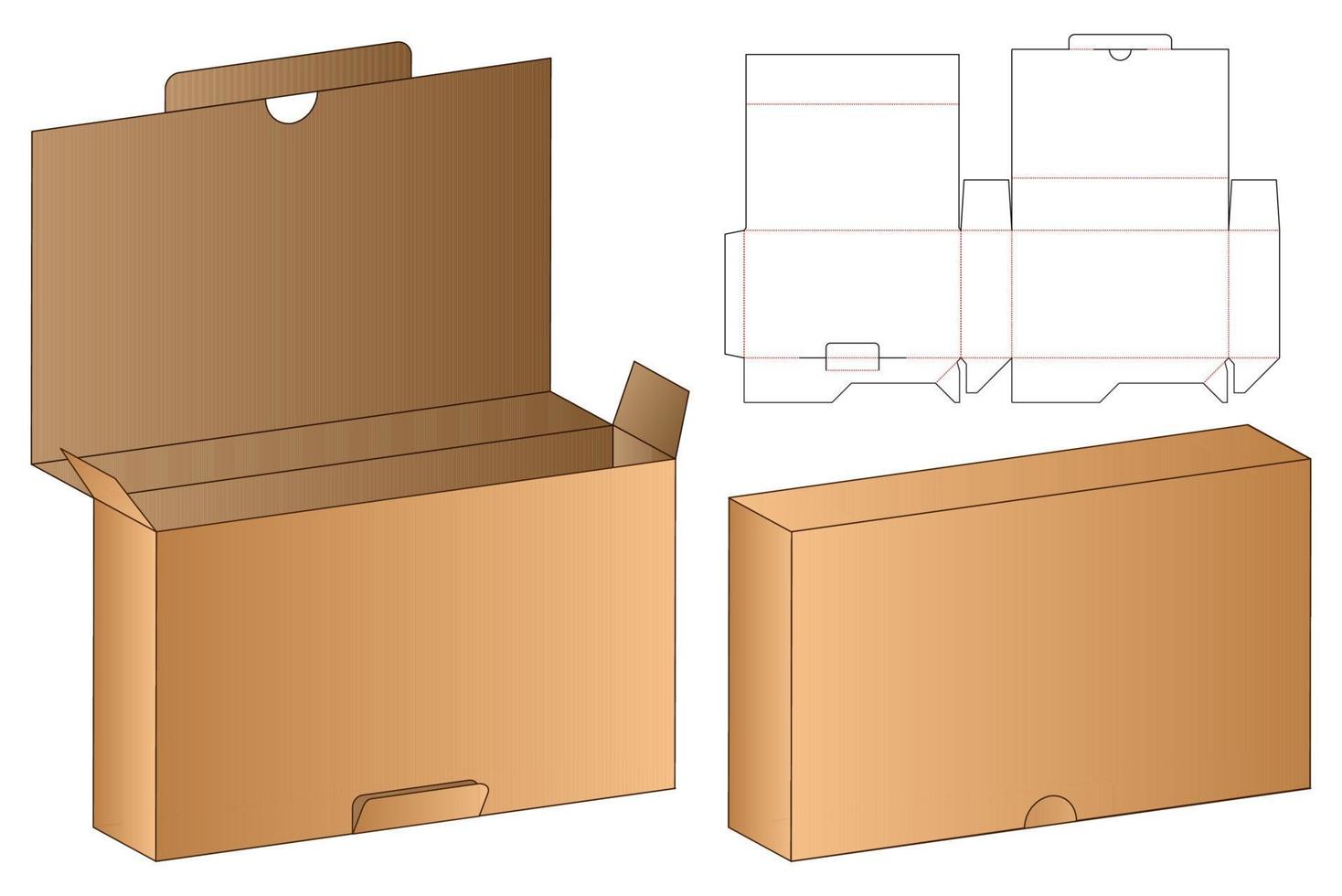 Box packaging die cut template design. 3d mock-up vector