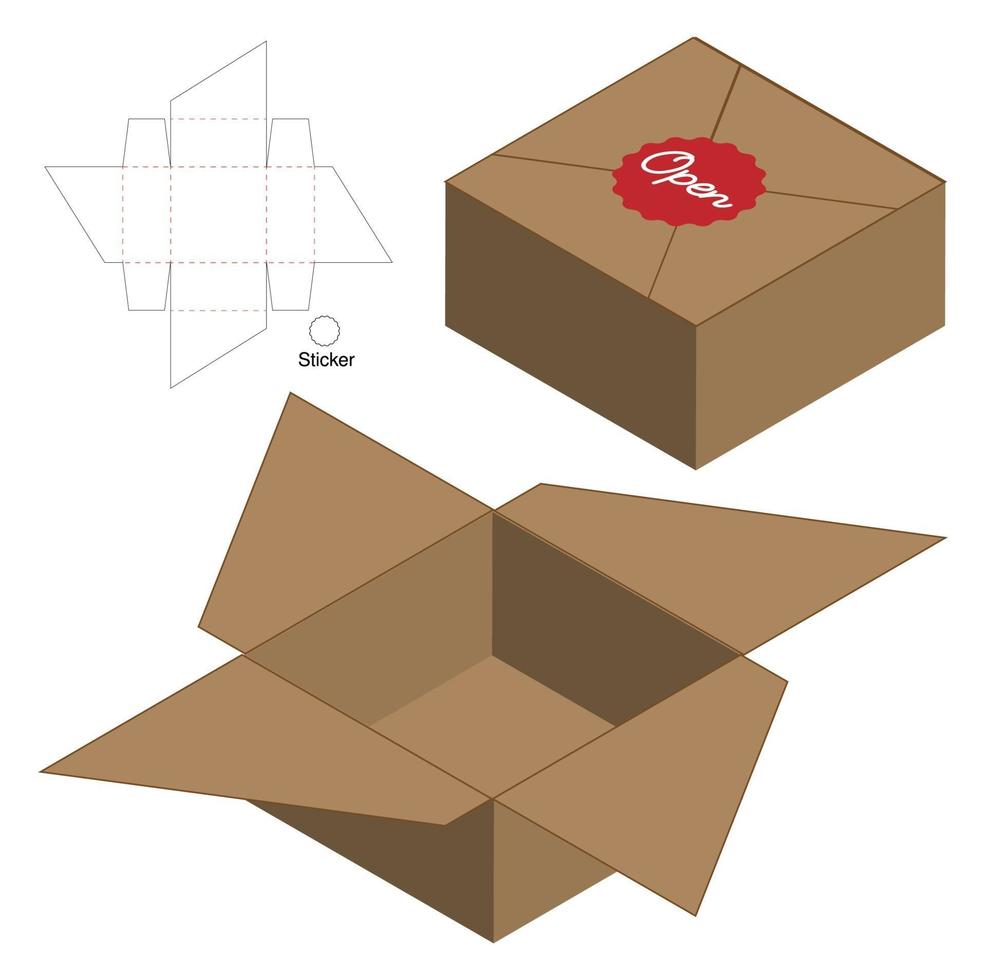 Box packaging die cut template design. 3d mock-up vector