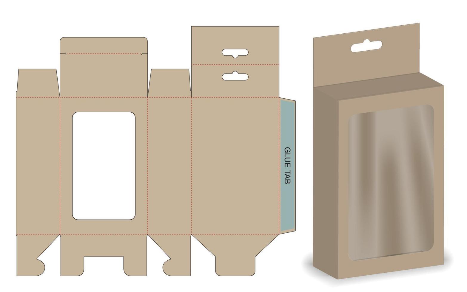 Box packaging die cut template design. 3d mock-up vector