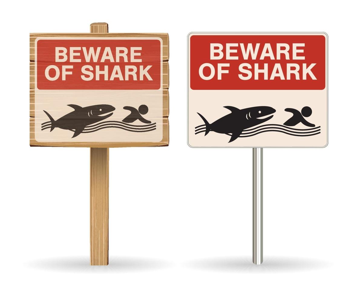 beware of shark sign on white background vector