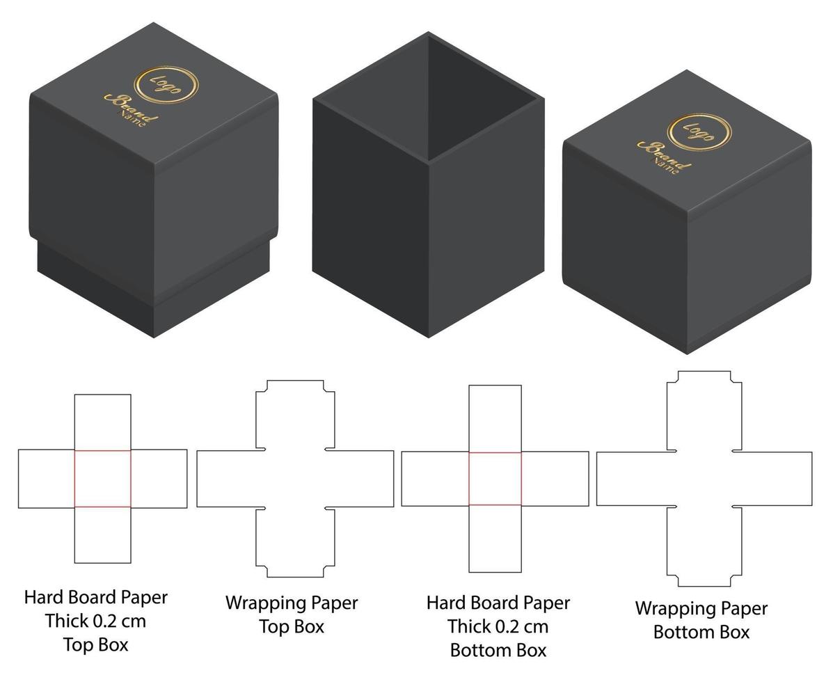 diseño de plantilla troquelada de embalaje de caja. Maqueta 3d vector