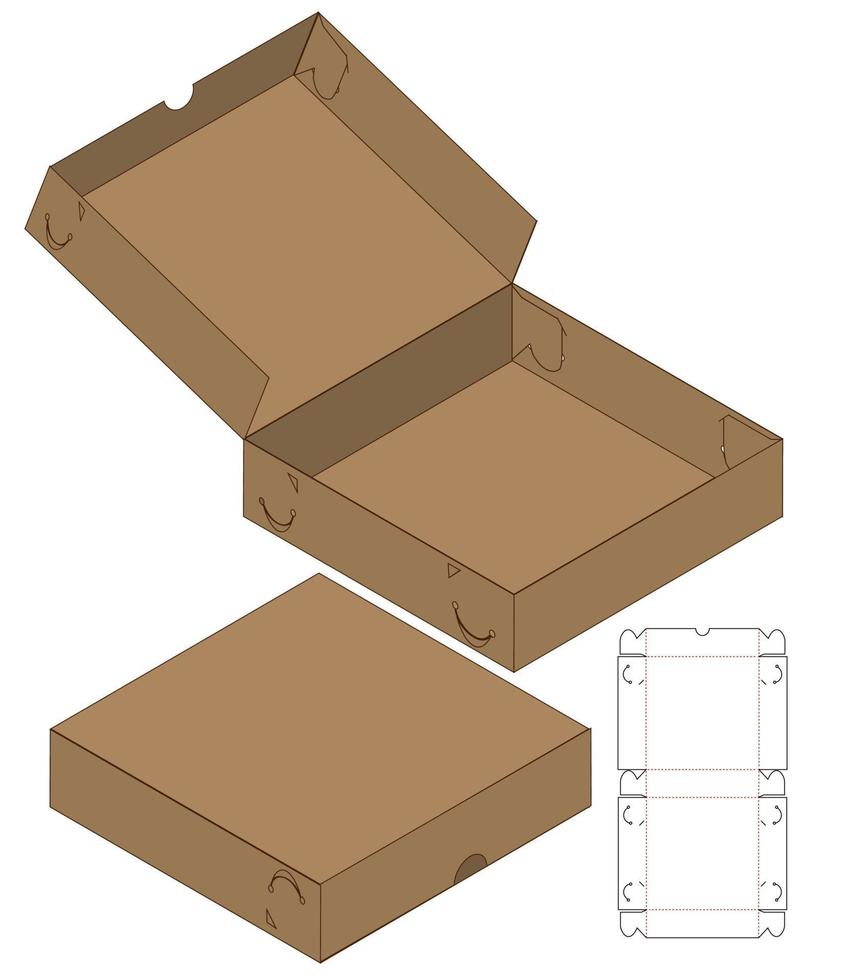 diseño de plantilla troquelada de embalaje de caja. Maqueta 3d vector