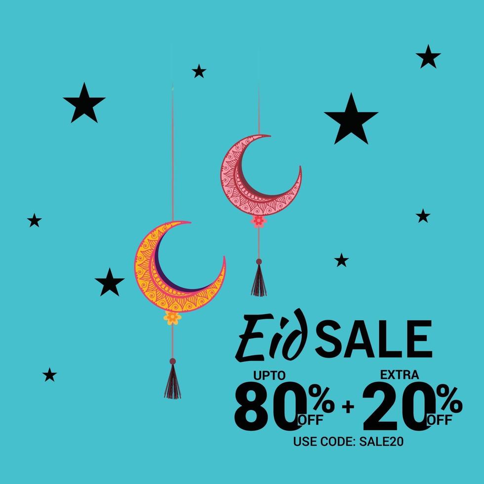 illustration  of a Sale Banner Or Sale Poster For Festival Of Eid Mubarak. vector