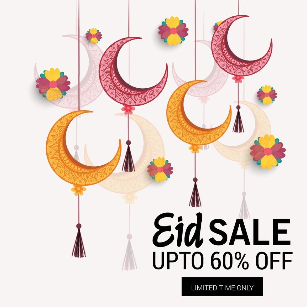 illustration  of a Sale Banner Or Sale Poster For Festival Of Eid Mubarak. vector
