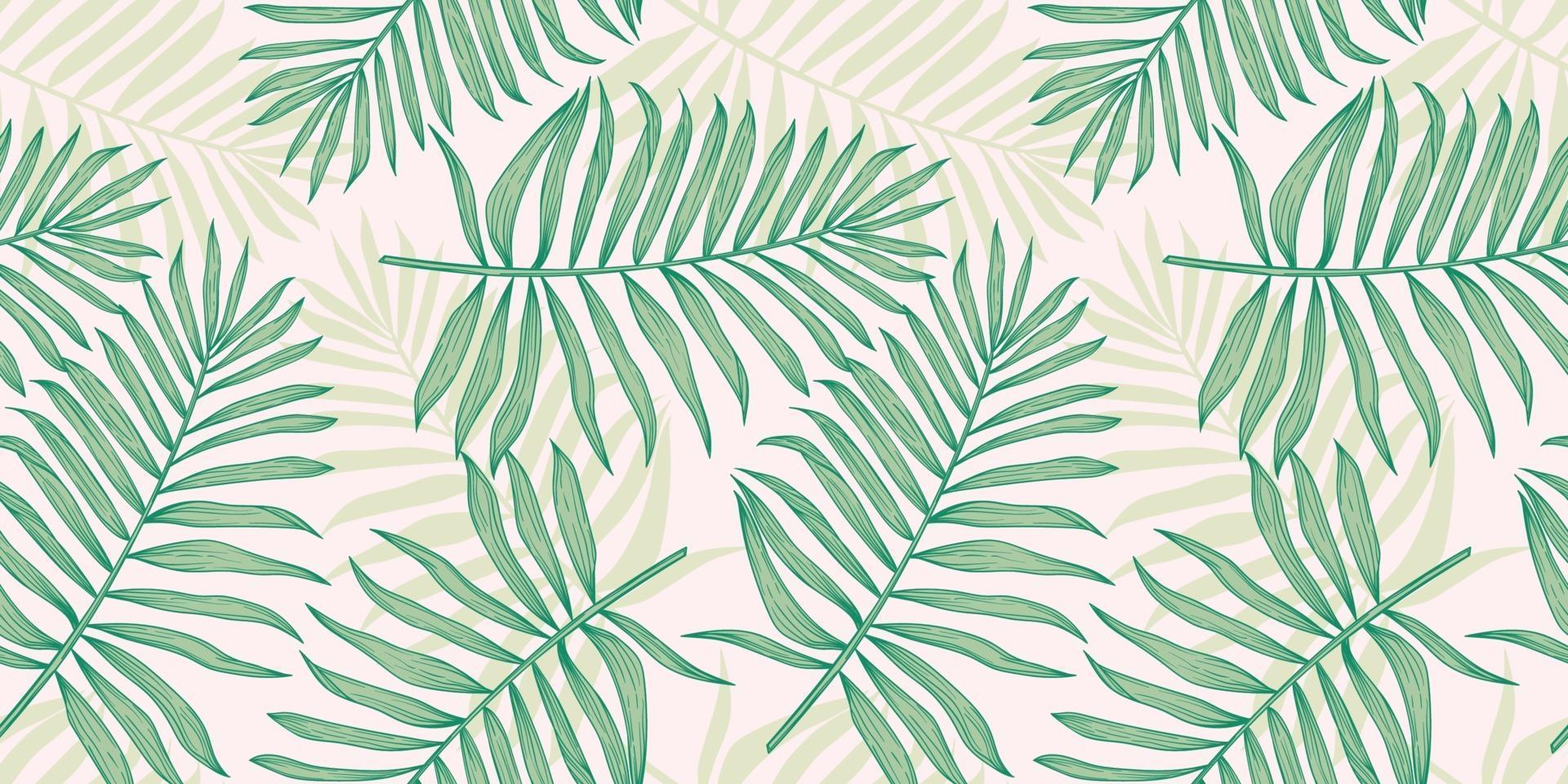Tropical seamless pattern with palm leaves vector
