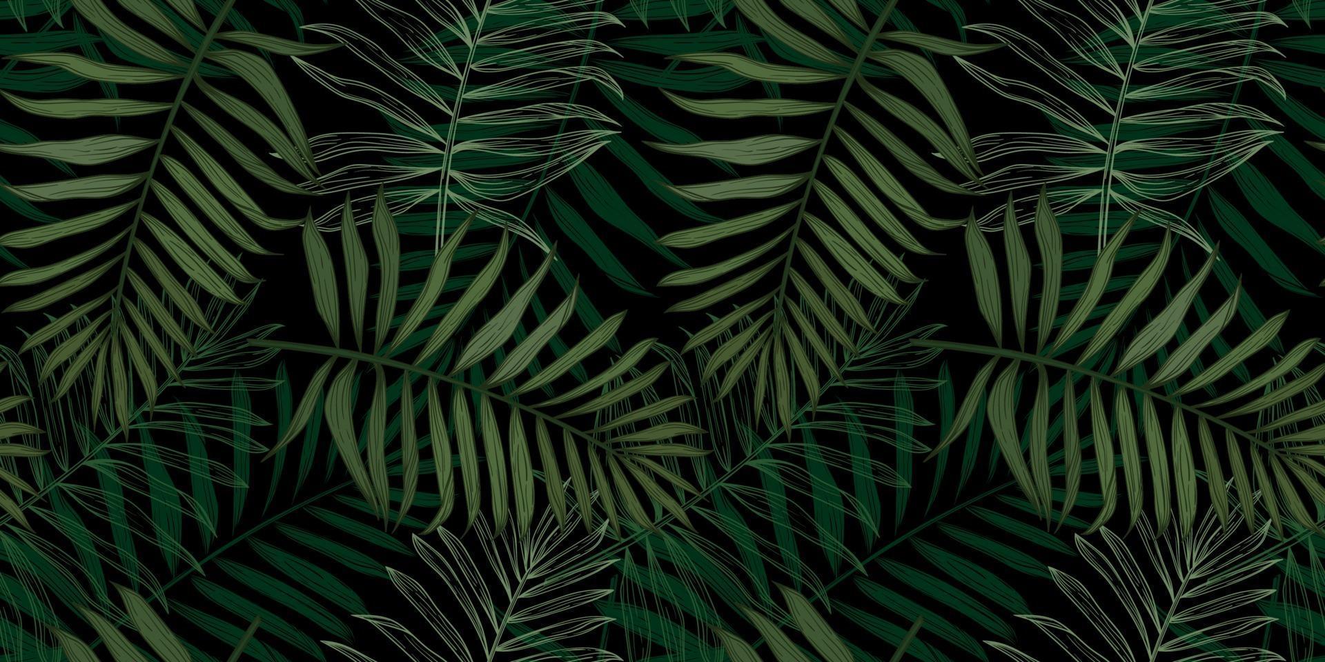 Tropical seamless pattern with palm leaves vector