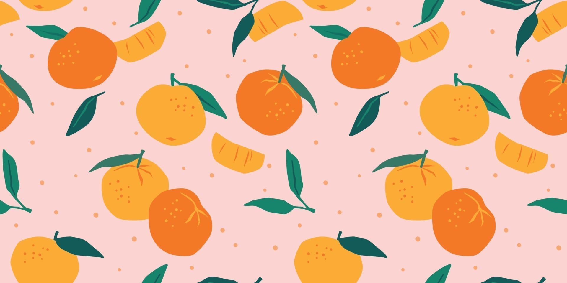 Vector seamless pattern with mandarins