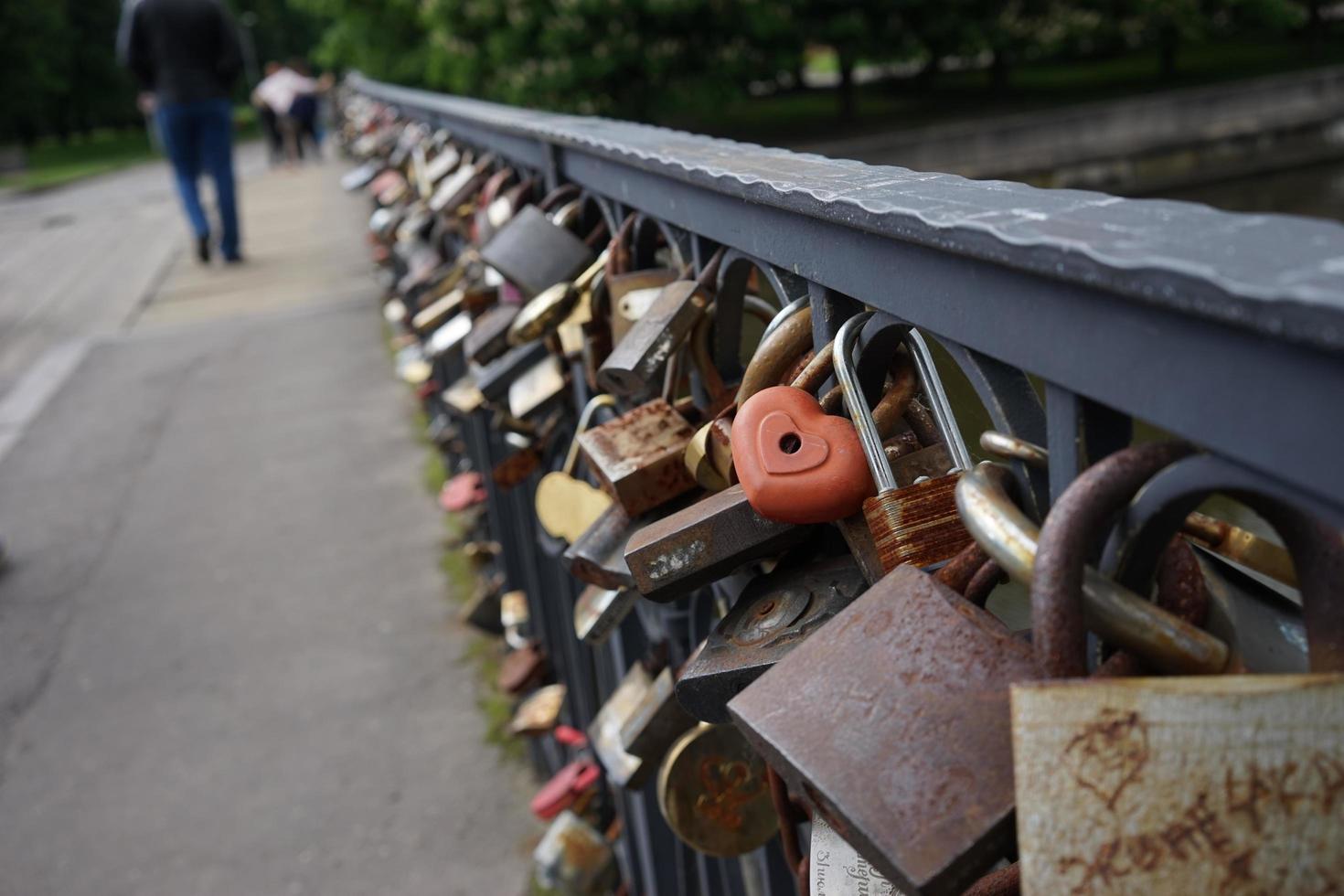 Locks on a bridge in Kaliningrad, the island of Kant photo