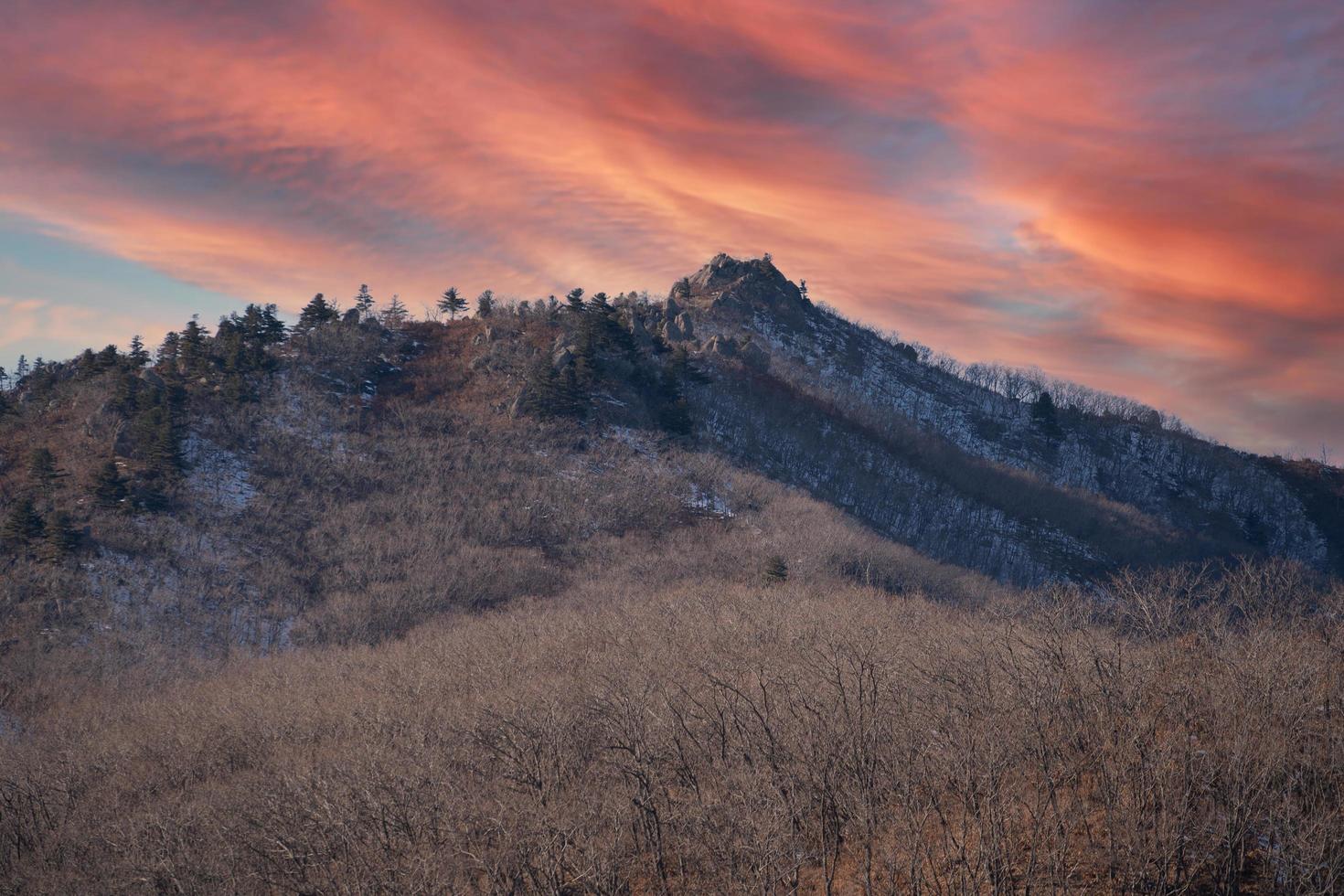 Mountain landscape with beautiful sky at sunset photo