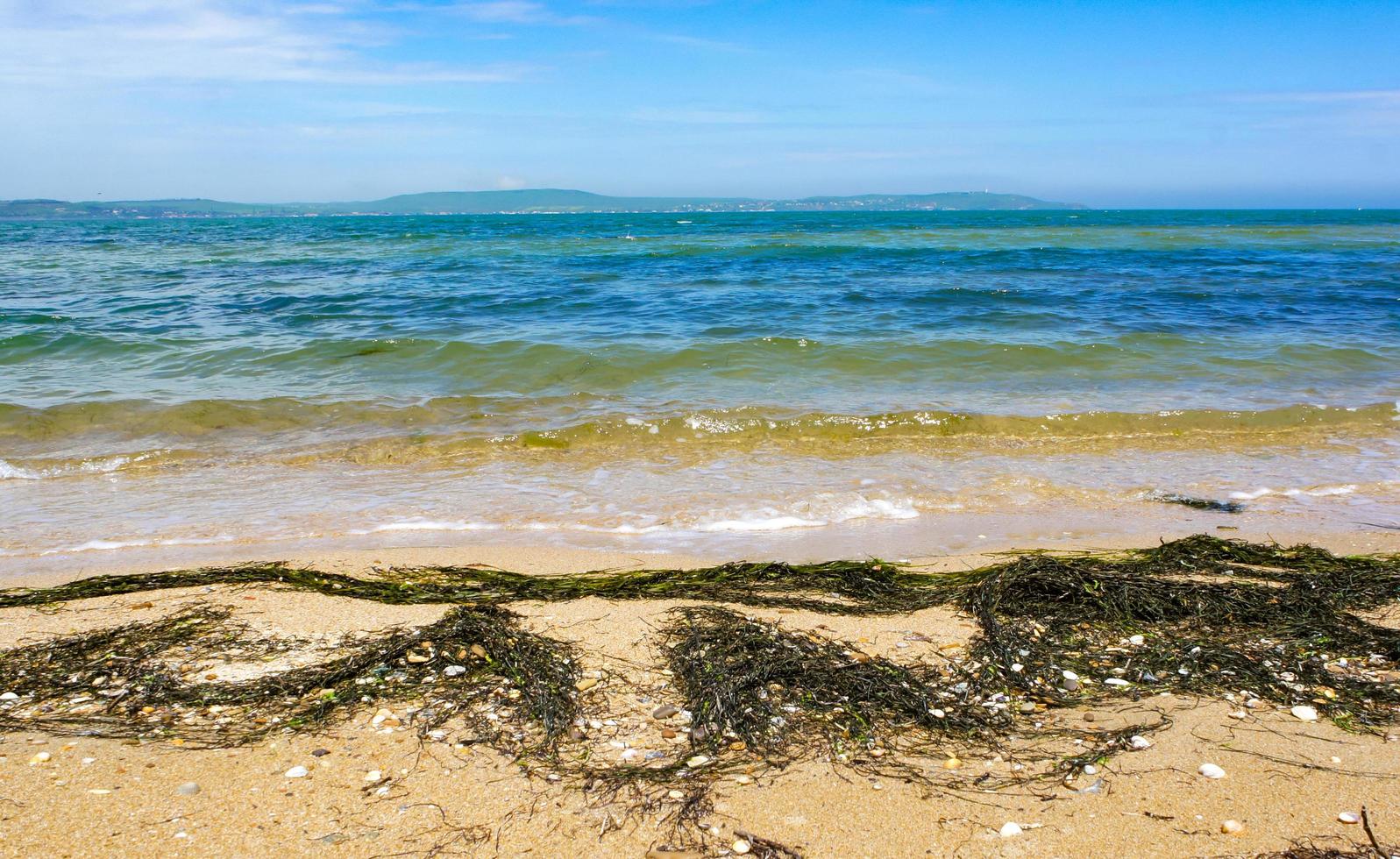 Seascape with the coastline of the Azov sea. photo