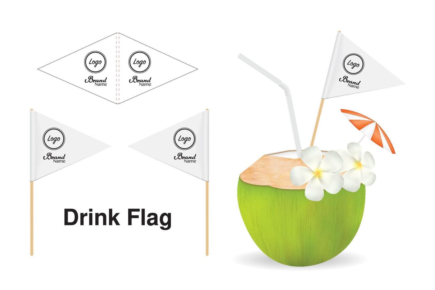 drink flag with wood stick template vector