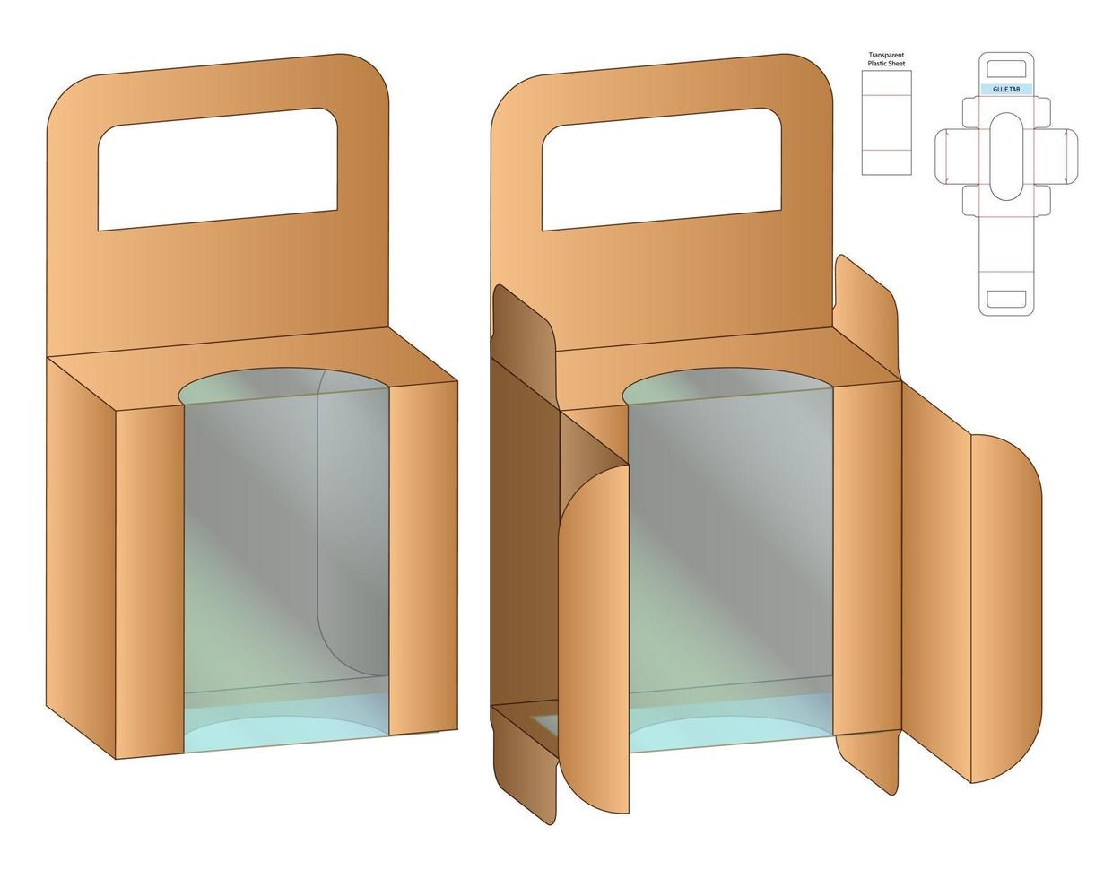 Box packaging die cut template design. 3d mock-up vector