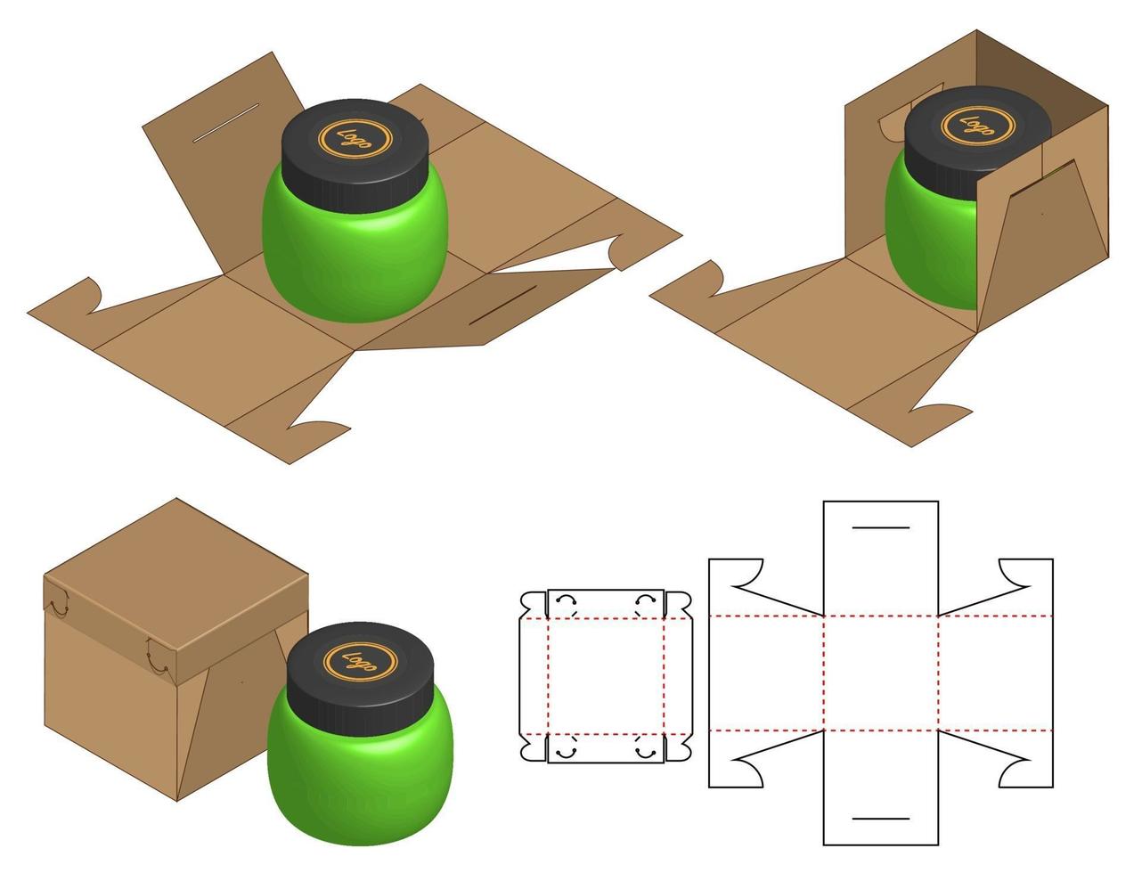 Box packaging die cut template design. 3d mock-up vector