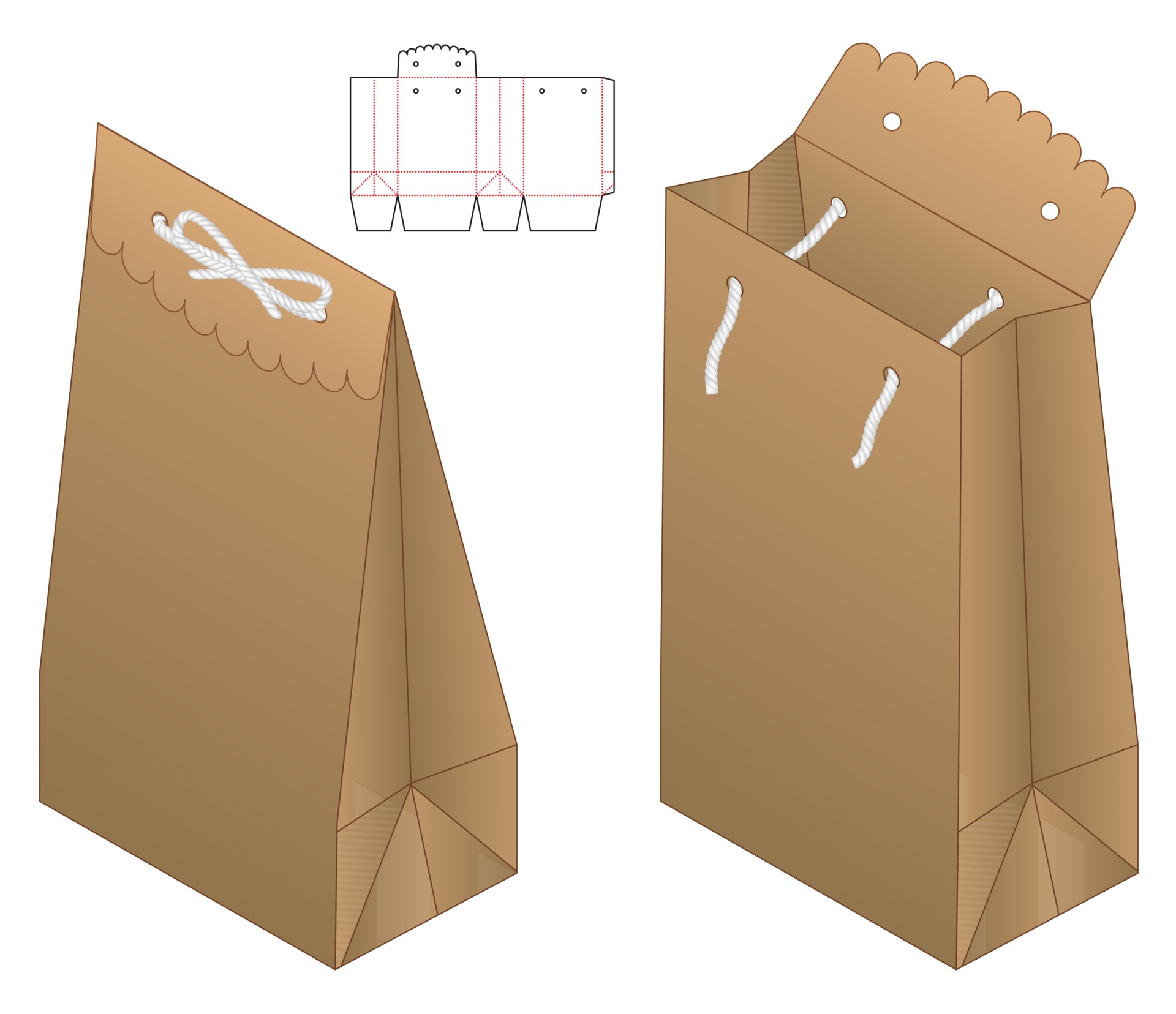 Diseño de plantilla troquelada de embalaje de bolsa de Maqueta 3d 2317281 Vector en Vecteezy