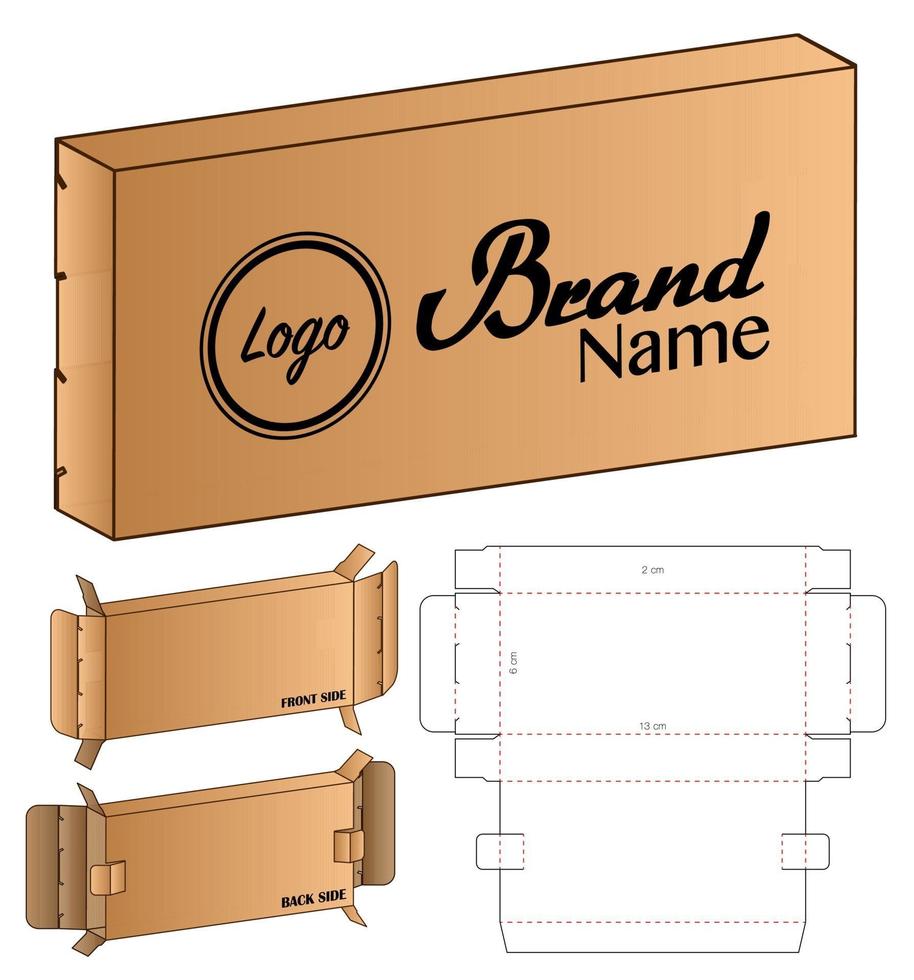 Box packaging die cut template design. 3d mock-up vector