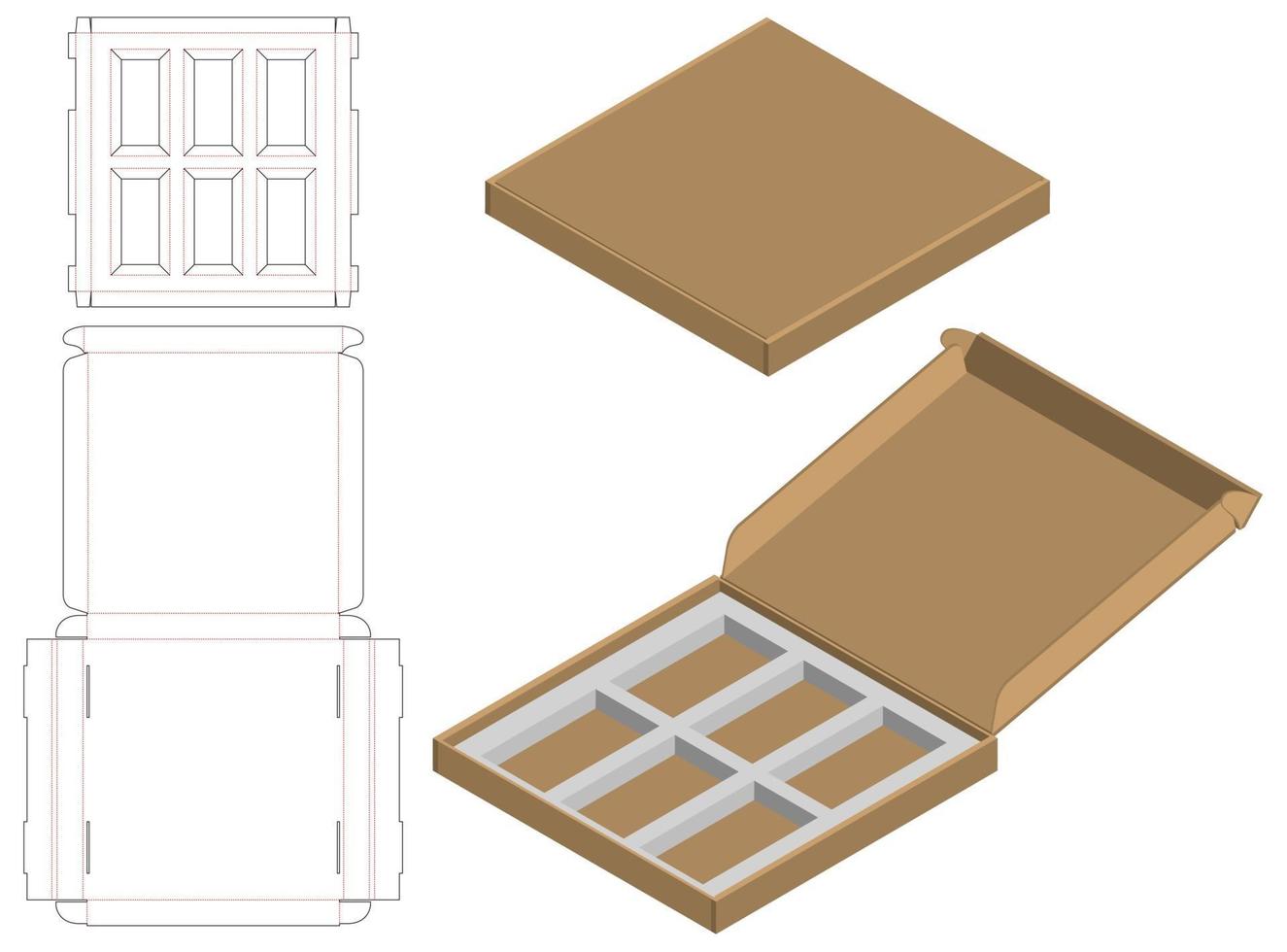 Box packaging die cut template design. 3d mock-up vector