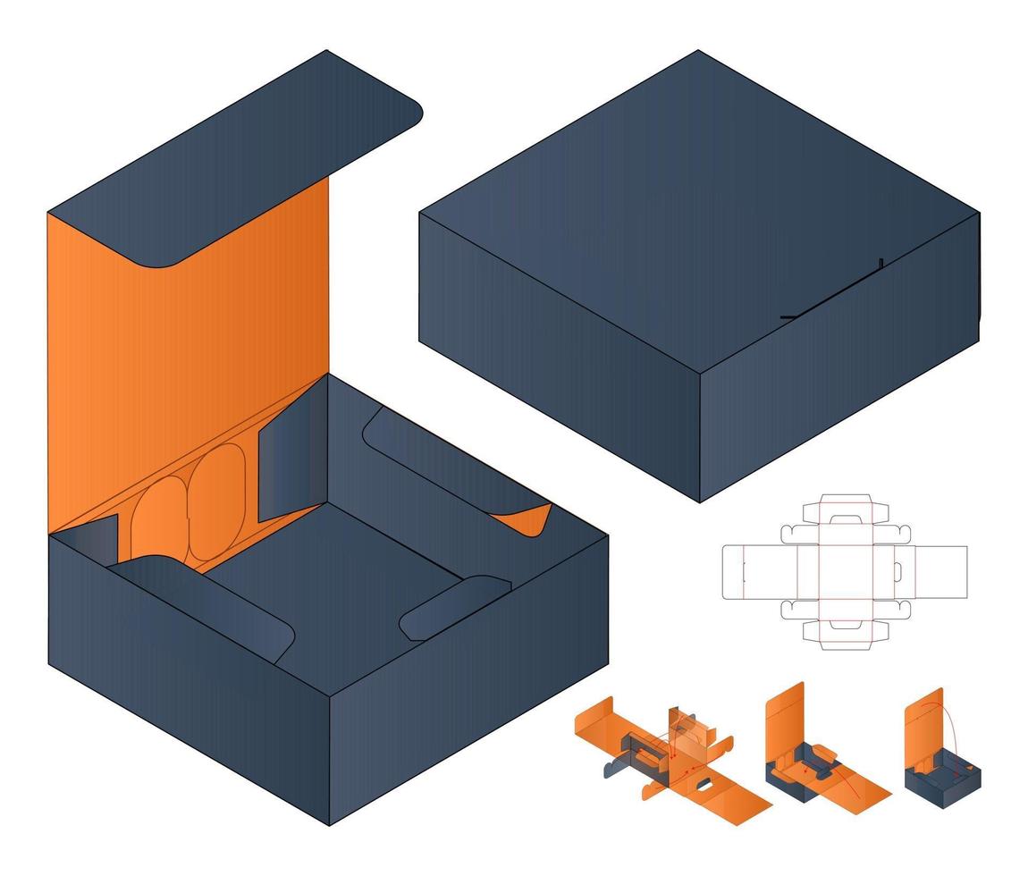 Box packaging die cut template design. 3d mock-up vector