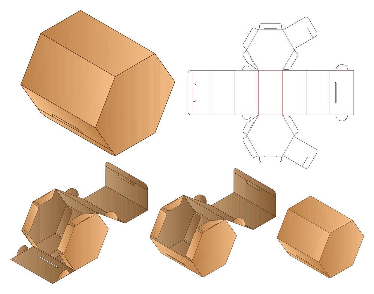 Box packaging die cut template design. 3d mock-up vector