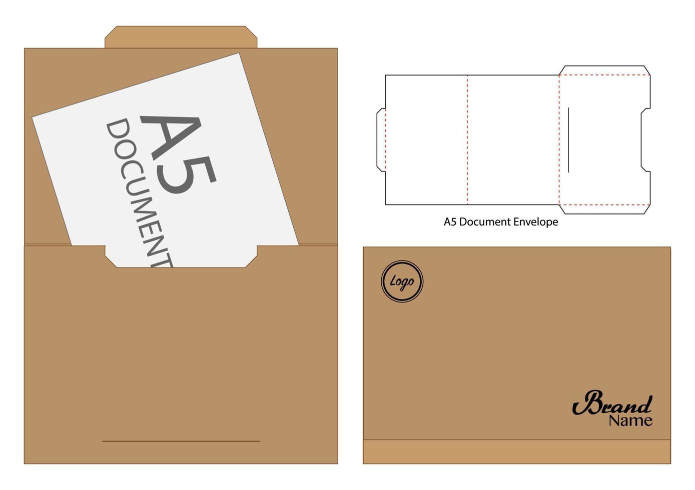 vector de plantilla de maqueta de troquelado de sobre