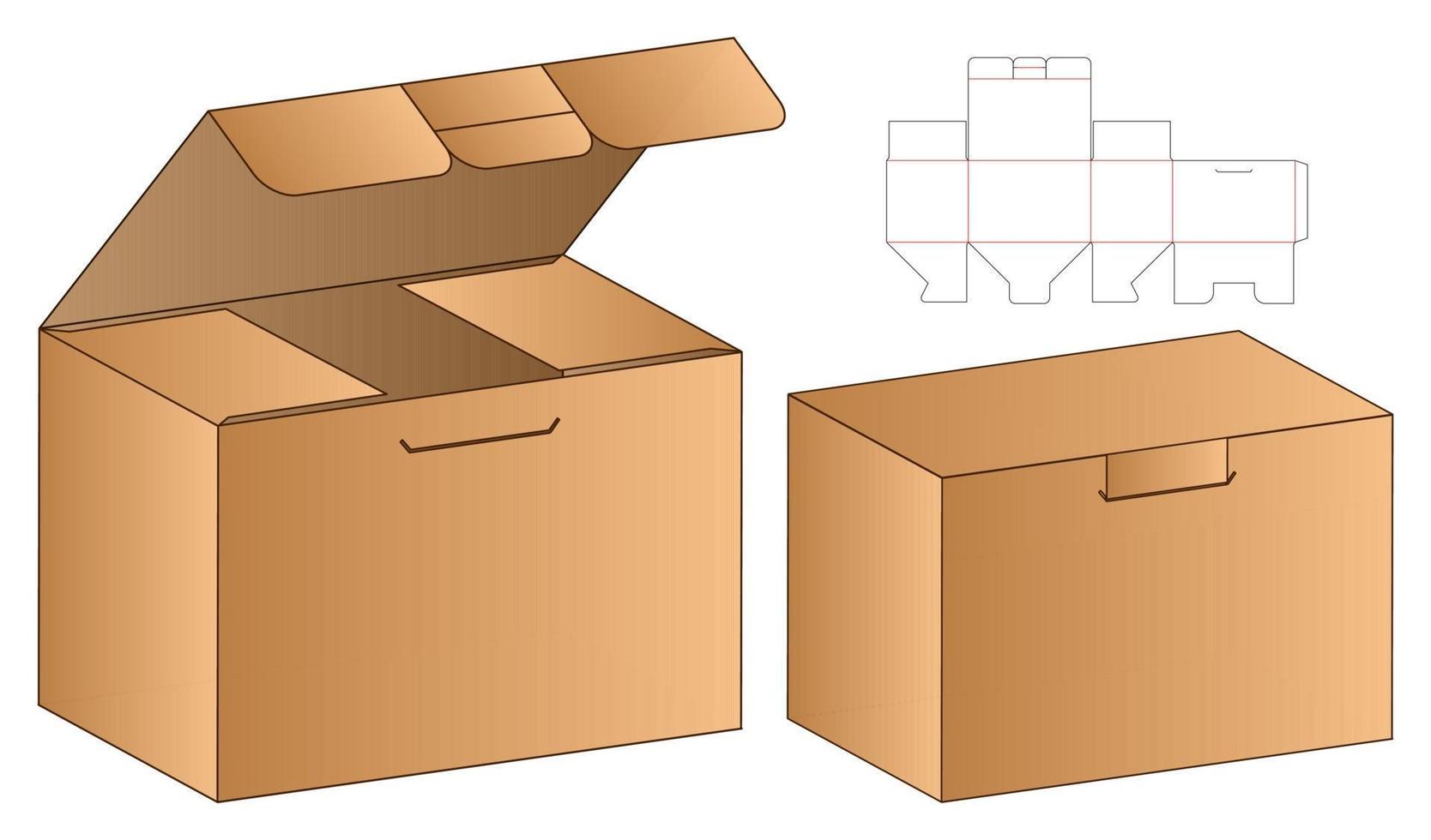 Box packaging die cut template design. 3d mock-up vector